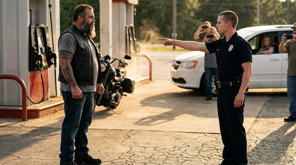 A Biker Blocked A Cop From A Child—Then She Signed One Word