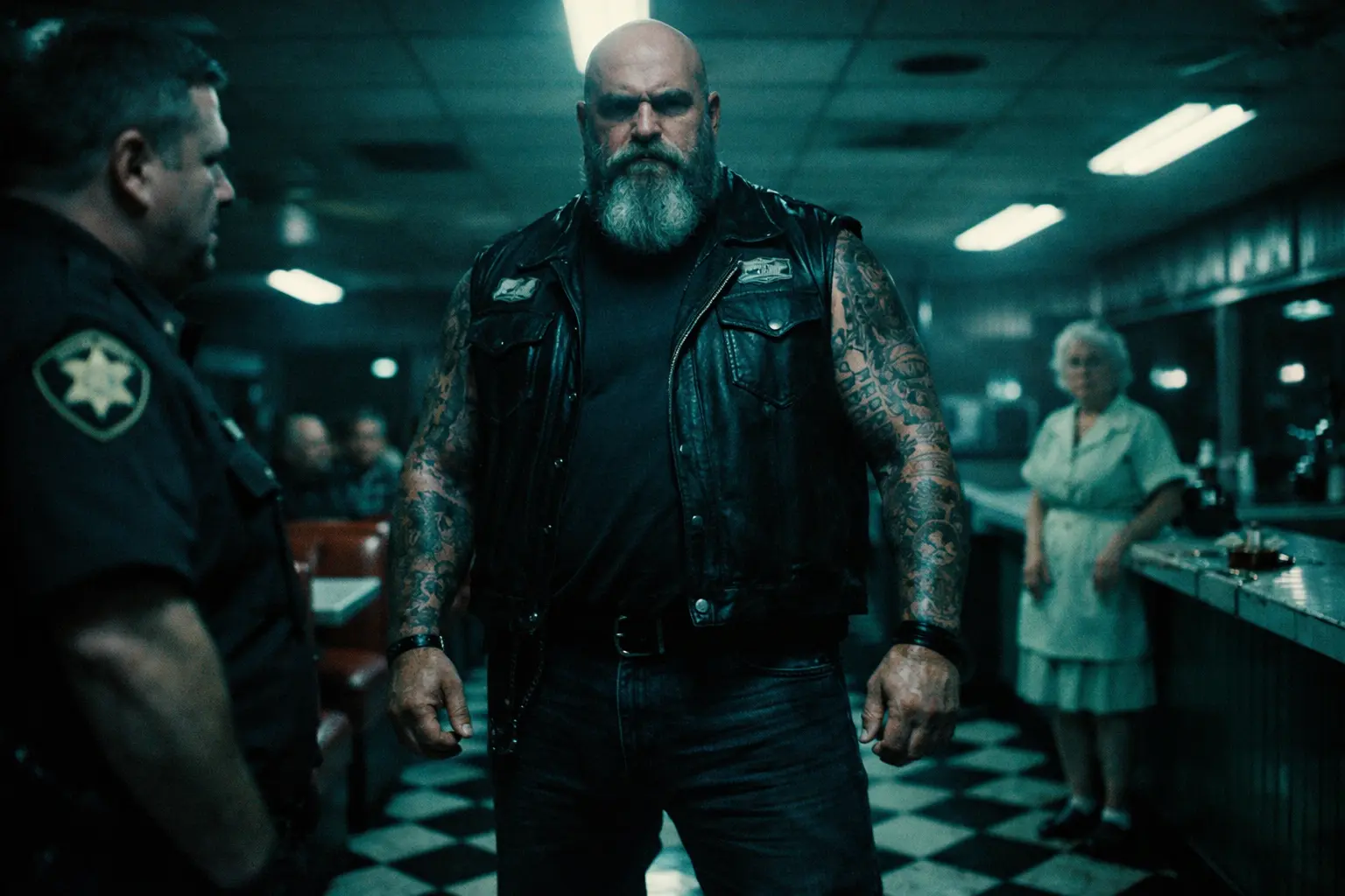The Officer Thought She Was Just an Old Waitress. The Biker in the Corner Booth Knew Better.