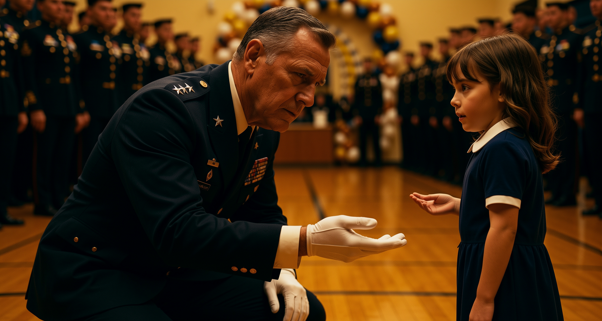 The Little Girl Was Crying Alone — Until a Four-Star General Knelt Down